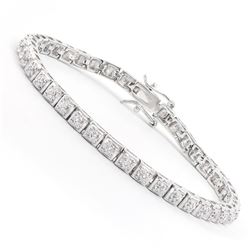 Plated Rhodium 0.32ctw Diamond Bracelet