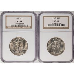 Lot of 1944-1945 Walking Liberty Half Dollar Coins NGC MS65