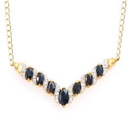 Plated 18KT Yellow Gold 2.67ctw Black Sapphire and Diamond Pendant with Chain