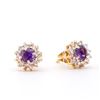 Image 1 : Plated 18KT Yellow Gold 0.42ctw Amethyst and Diamond Earrings