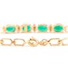 Image 2 : Plated 18KT Yellow Gold 3.00ctw Green Agate and Diamond Bracelet