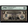 Image 1 : 1899 $2 Mini Porthole Silver Certificate PMG 15