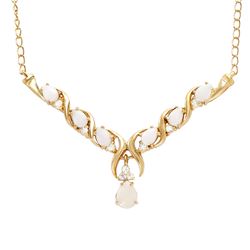 Plated 18KT Yellow Gold 2.00ctw Opal and White Topaz Pendant with Chain