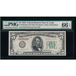 1934 $5 St Louis Federal Reserve Note PMG 66EPQ