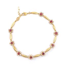 Plated 18KT Yellow Gold 1.25ctw Ruby and Diamond Bracelet