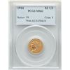 Image 1 : 1914 $2.5 Indian Head Quarter Eagle Coin PCGS MS62