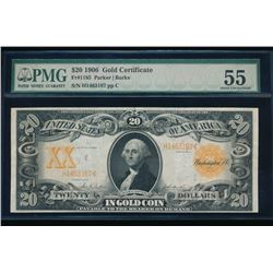1906 $20 Gold Certificate PMG 55