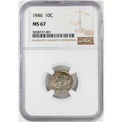 1946 Roosevelt Dime Coin NGC MS67