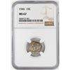 Image 1 : 1946 Roosevelt Dime Coin NGC MS67