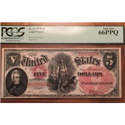 1878 $5 Legal Tender Note PCGS 66PPQ