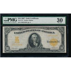 1907 $10 Gold Certificate PMG 30