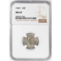 1947 Roosevelt Dime Coin NGC MS67