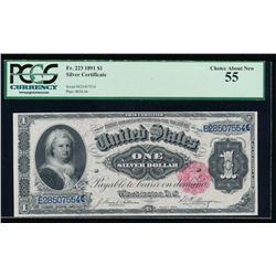 1891 $1 Martha Washington Silver Certificate PCGS 55