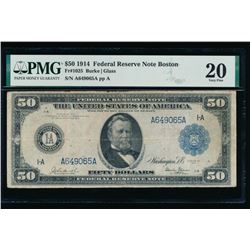 1914 $50 Boston Federal Reserve Bank Note PMG 20