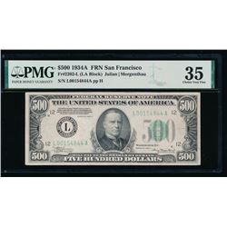 1934A $500 San Francisco Federal Reserve Note PMG 35