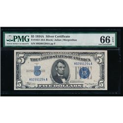 1934A $5 Silver Certificate PMG 66EPQ