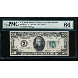 1928 $20 Richmond Federal Reserve Note PMG 66EPQ