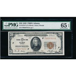 1929 $20 Atlanta Federal Reserve Bank Note PMG 65EPQ