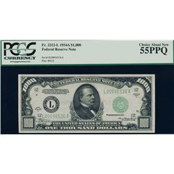 1934A $1000 San Francisco Federal Reserve Note PCGS 55PPQ