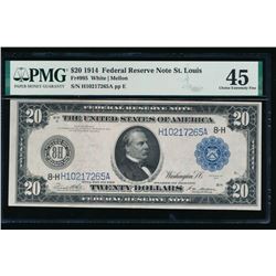 1914 $20 St Louis Federal Reserve Note PMG 45