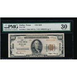 1929 $100 Dallas National Bank Note PMG 30