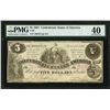 Image 1 : 1861 $5 Confederate States of America Note PMG 40