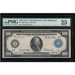 1914 $100 Richmond Federal Reserve Note PMG 25