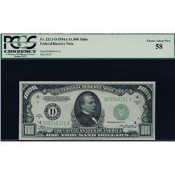 1934A $1000 Cleveland Federal Reserve Note PCGS 58