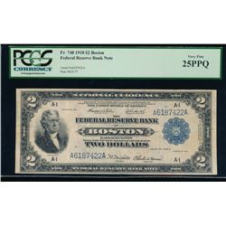 1918 $2 Boston Federal Reserve Bank Note PCGS 25PPQ