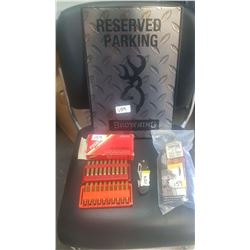 Parking Sign 270 Federal Brass, Pocket Knife, Shotgun Leather Cheek Rap