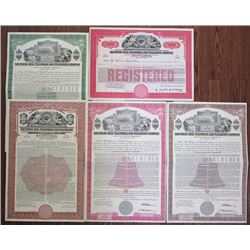 Southern Bell Telephone and Telegraph Co., 1958 Specimen Bond Lot of 5