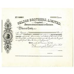 Nelson Brothers, Limited, 1892 Specimen Stock Certificate