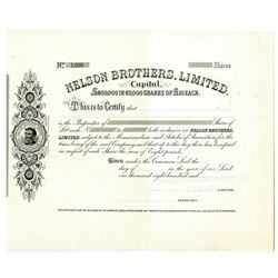 Nelson Brothers, Limited, 1892 Specimen Stock Certificate