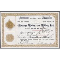 Buckeye Mining and Milling Co. Stock Certificate.