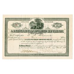 A.B. Cleveland Company Ltd., New York City Seed Growers, 1886 I/U Seed Company Stock Certificate.