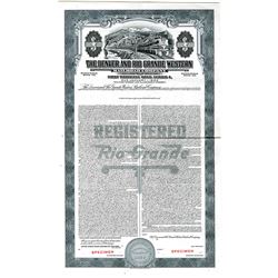 Denver and Rio Grande Western Railroad Co., 1947 Specimen Bond.