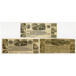 Borough of Hollidaysburg, 1841 Obsolete Scrip Note Trio.