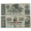 Image 1 : Citizens Bank, 1852 Issued Obsolete Banknote Pair.