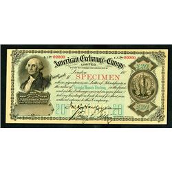 American Exchange in Europe, Limited, 1880's, £20, Specimen Circular Letter of Credit.