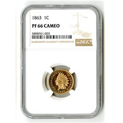 1863 Copper Nickel 1C PR 66 Cameo NGC