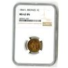 Image 1 : 1864 L Bronze 1C MS 62 BN NGC