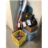 Image 1 : CONTENTS IN CORNER AREA INC. LIGHTS, TOOL BAG, BINS WITH CONTENTS, BOLT CUTTER ETC.