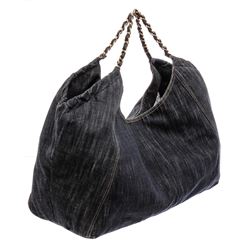 Chanel Dark Blue Denim Coco Cabas XL Tote Bag