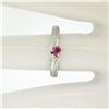 Image 5 : 14k White Gold 0.17 ctw Ruby & Diamond Petite Bypass Promise Birthstone Ring