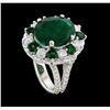 Image 4 : 5.92 ctw Emerald, Tsavorite and Diamond Ring - 14KT White Gold