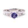Image 2 : 1.05 ctw Blue Sapphire and Diamond Ring - 18KT White Gold