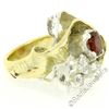 Image 5 : 18kt Yellow Gold and Sterling Silver 2.73 ctw Garnet and Diamond Cocktail Ring