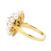 Image 3 : 0.12 ctw Diamond and Freshwater Pearl Cluster Ring - 14KT Yellow Gold