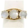 Image 1 : Antique 18k Gold 4.50 ctw Three Stone Cabochon Moonstone Open Work Band Ring