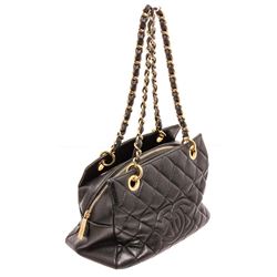 Chanel Black Quilted Caviar Leather Petite Timeless Tote
